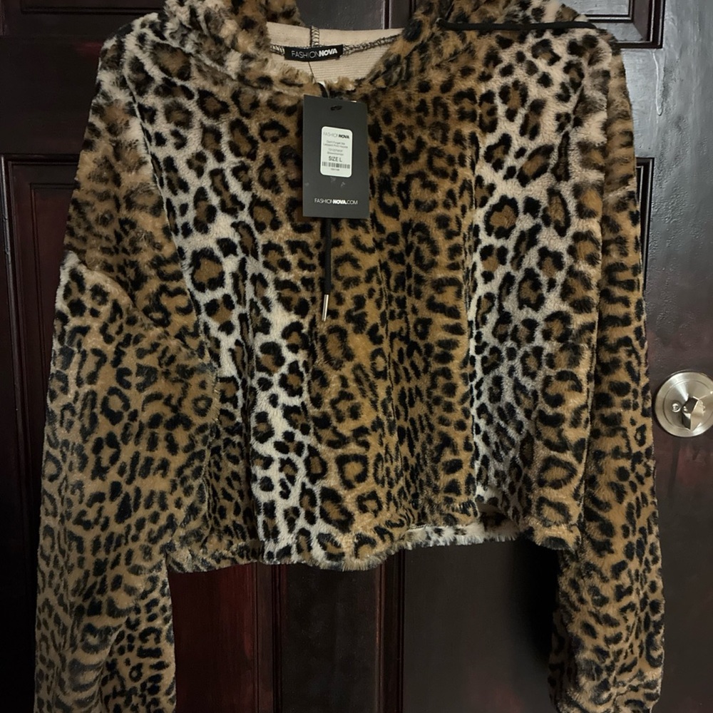 Fashion Nova Brown Leopard Teddy Jacket